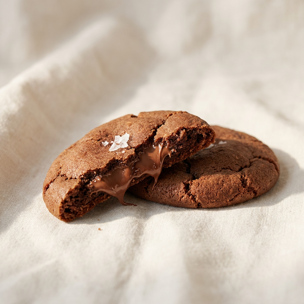 Nutella sea salt cookies with molten centre